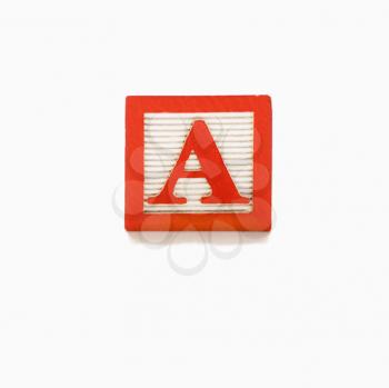 Letter A alphabet block.