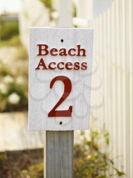 Royalty Free Photo of a Sign for a Public Beach Access Number Two