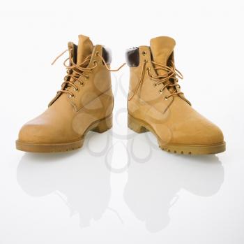 Royalty Free Photo of a Pair of Tan Construction Boots