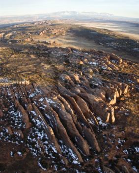 Royalty Free Photo of an Aerial landscape of canyon in Arches National Park, Utah, United States