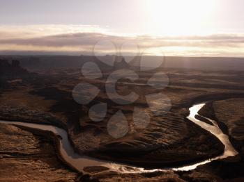 Royalty Free Photo of an Aerial Landscape of a River in Canyonlands National Park, Moab, Utah, United States