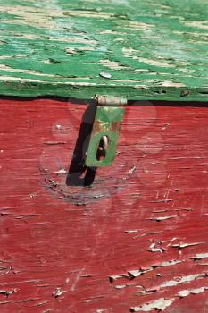 Royalty Free Photo of an Old Red and Green Weathered Wooden Storage Container
