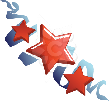 Royalty Free Clipart Image of a Stars and Ribbon Banner