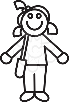 Royalty Free Clipart Image of a Girl Carrying a Book Bag