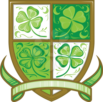 Royalty Free Clipart Image of a Clover Shield