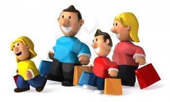 Royalty Free Clipart Image of a Family Shopping