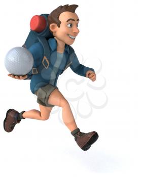 Fun illustration of a 3D cartoon backpacker