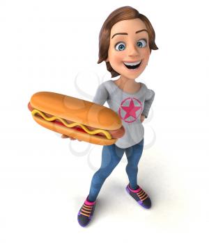 Fun 3D illustration of a cartoon teenage girl 