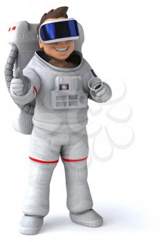 Fun 3D Illustration of an astronaut with a VR Helmet