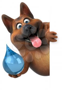 Fun german shepherd dog - 3D Illustration