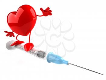 Royalty Free Clipart Image of a Heart on a Syringe
