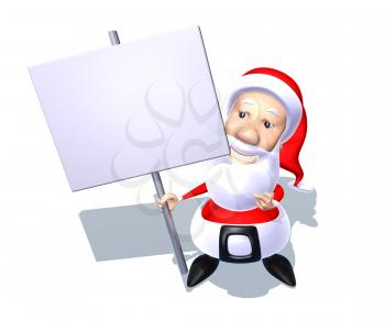 Royalty Free 3d Clipart Image of Santa Holding a Sign