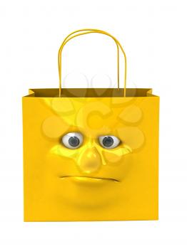 Royalty Free 3d Clipart Image of a Shopping Bag with a Face on It