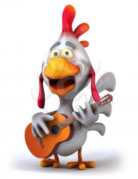 Royalty Free Clipart Image of a Singing Chicken