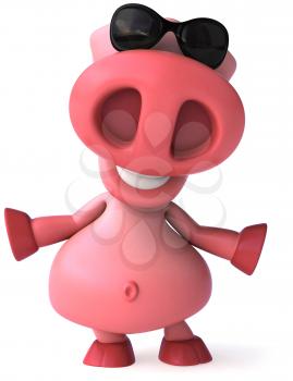 Royalty Free Clipart Image of a Pig in Sunglasses