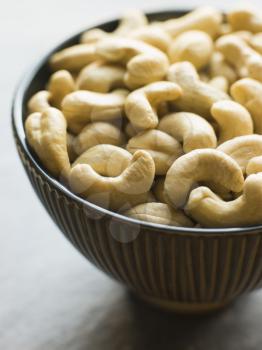 Royalty Free Photo of a Dish of Roasted Cashew Nuts