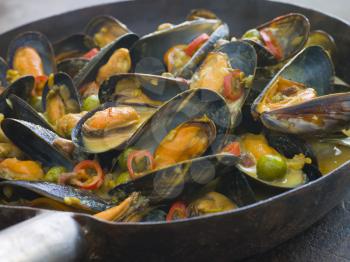 Royalty Free Photo of Mussels Cooked Bangladeshi Rezala Style