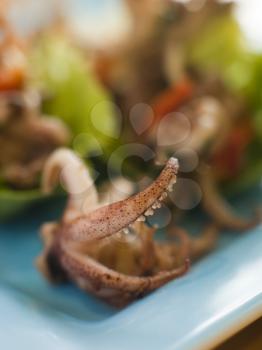Baby Squid and Roasted Chili Salad