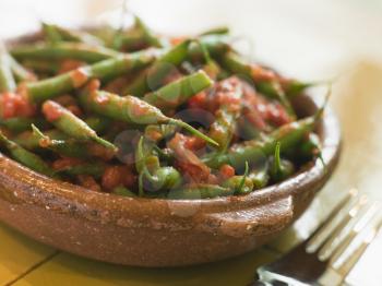 Royalty Free Photo of Green Beans with a Tomato Salsa
