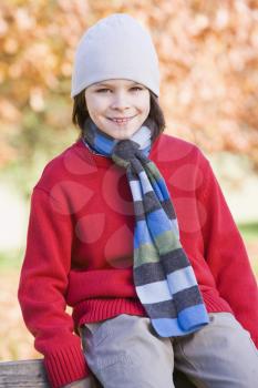 Royalty Free Photo of a Young Boy on a Fence