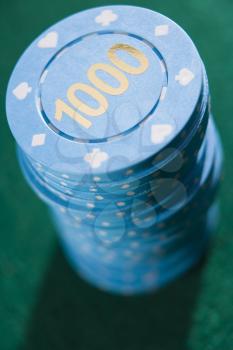 Royalty Free Photo of a Poker Chips Piled on a Table