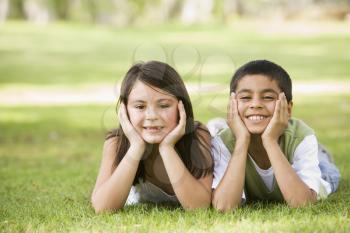 Royalty Free Photo of a Boy and Girl Outside