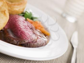 Royalty Free Photo of Beef With Yorkshire Pudding and Vegetables