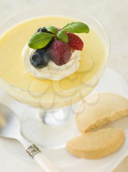 Royalty Free Photo of Lemon Posset with Shortbread Biscuits