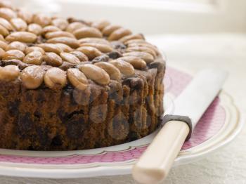 Royalty Free Photo of Dundee Cake on a Plate