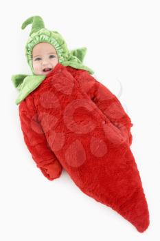 Royalty Free Photo of a Baby in a Pepper Costume
