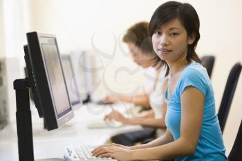 Royalty Free Photo of Two Women in a Computer Room