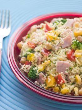 Royalty Free Photo of Ham and Vegetable Couscous