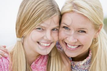 Royalty Free Photo of a Mother and Daughter at the Beach