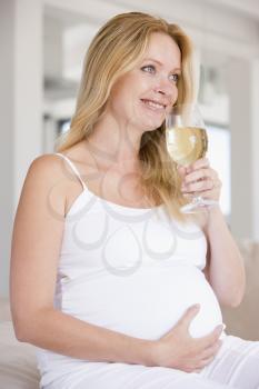 Royalty Free Photo of a Pregnant Woman Drinking Wine