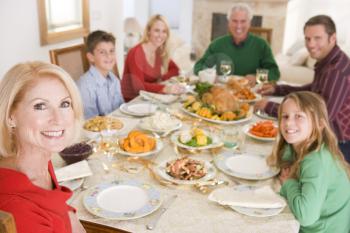 Royalty Free Photo of a Family at Christmas Dinner