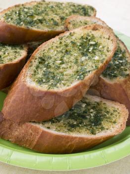 Royalty Free Photo of a Plate of Garlic Bread