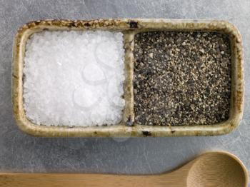 Royalty Free Photo of Sea Salt and Black Pepper