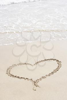 Royalty Free Photo of Heart Shaped Drawn in the Sand