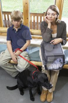 Royalty Free Photo of People in a Vet's Waiting Room