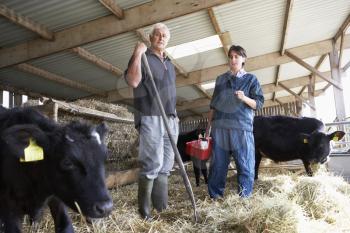 Royalty Free Photo of a Farmer Having a Discussion With a Vet