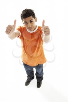 Royalty Free Photo of a Boy Giving Thumbs Up