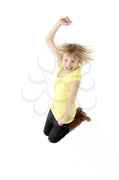 Teenage Girl Leaping In Studio