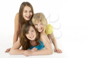 Group Of Three Young Girls In Studio