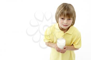 Royalty Free Photo of a Boy With Glass of Milk