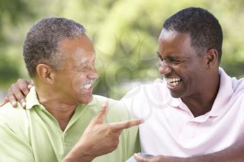 Father With Adult Son In Park