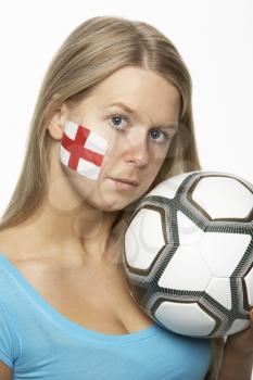 Sad Young Female Football Fan With St Georges Flag Painted On Face