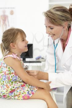 Female doctor examining child