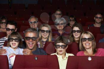 Family Watching 3D Film In Cinema