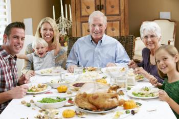 Multi Generation Family Celebrating Thanksgiving