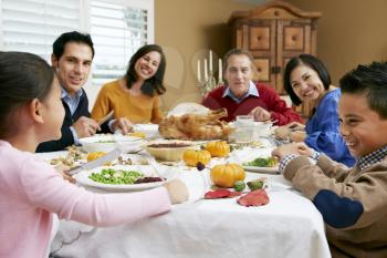 Multi Generation Family Celebrating Thanksgiving